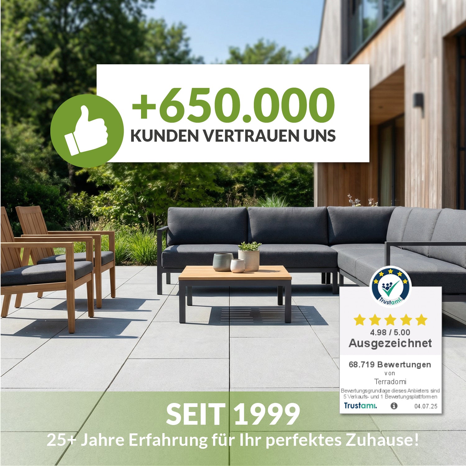 TerraDomi TerraNano Steinimprägnierung für Terrassen und Außenflächen mit über 650.000 zufriedenen Kunden seit 1999