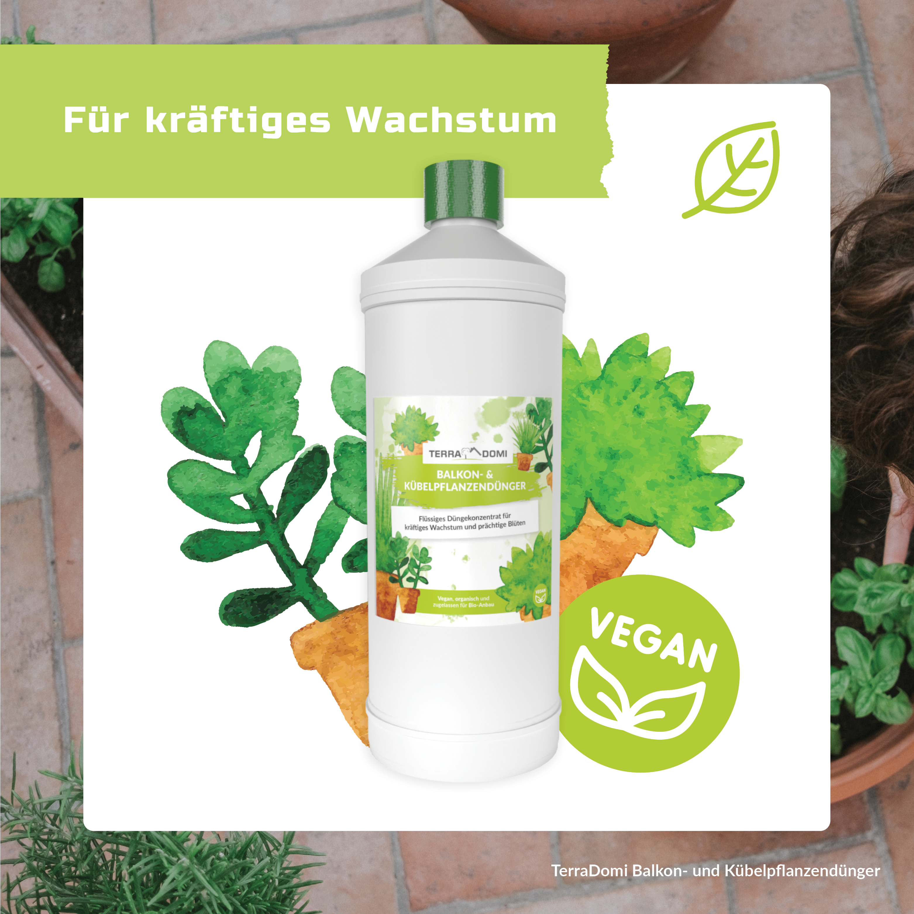 TerraDomi Balkon- und Kübelpflanzendünger 1 Liter Flüssigdünger Konzentrat