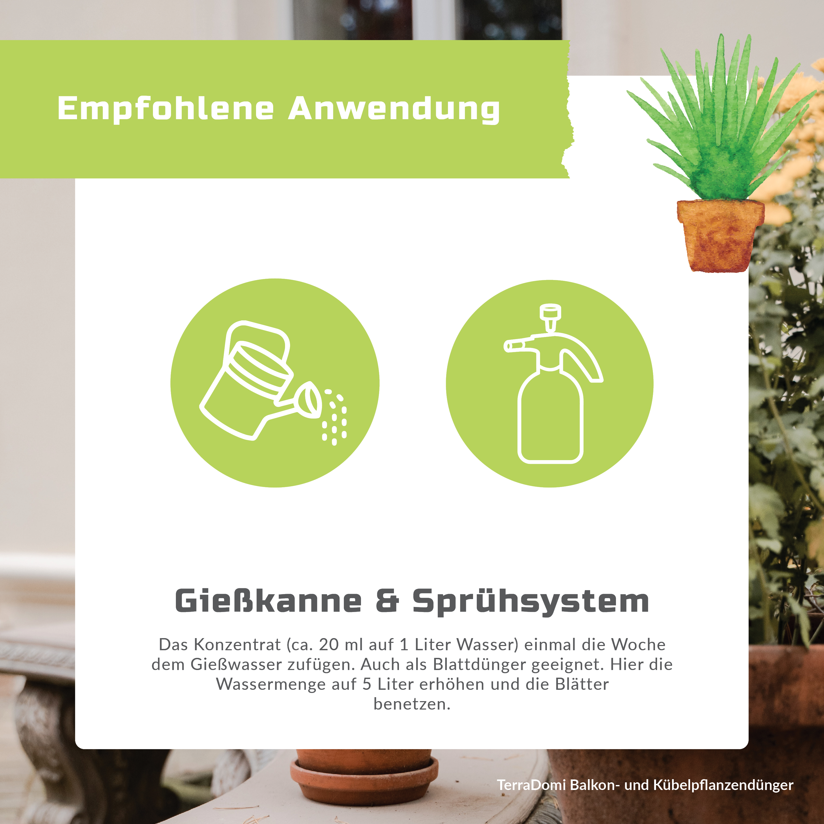 TerraDomi Balkon- und Kübelpflanzendünger 1 Liter Flüssigdünger Konzentrat