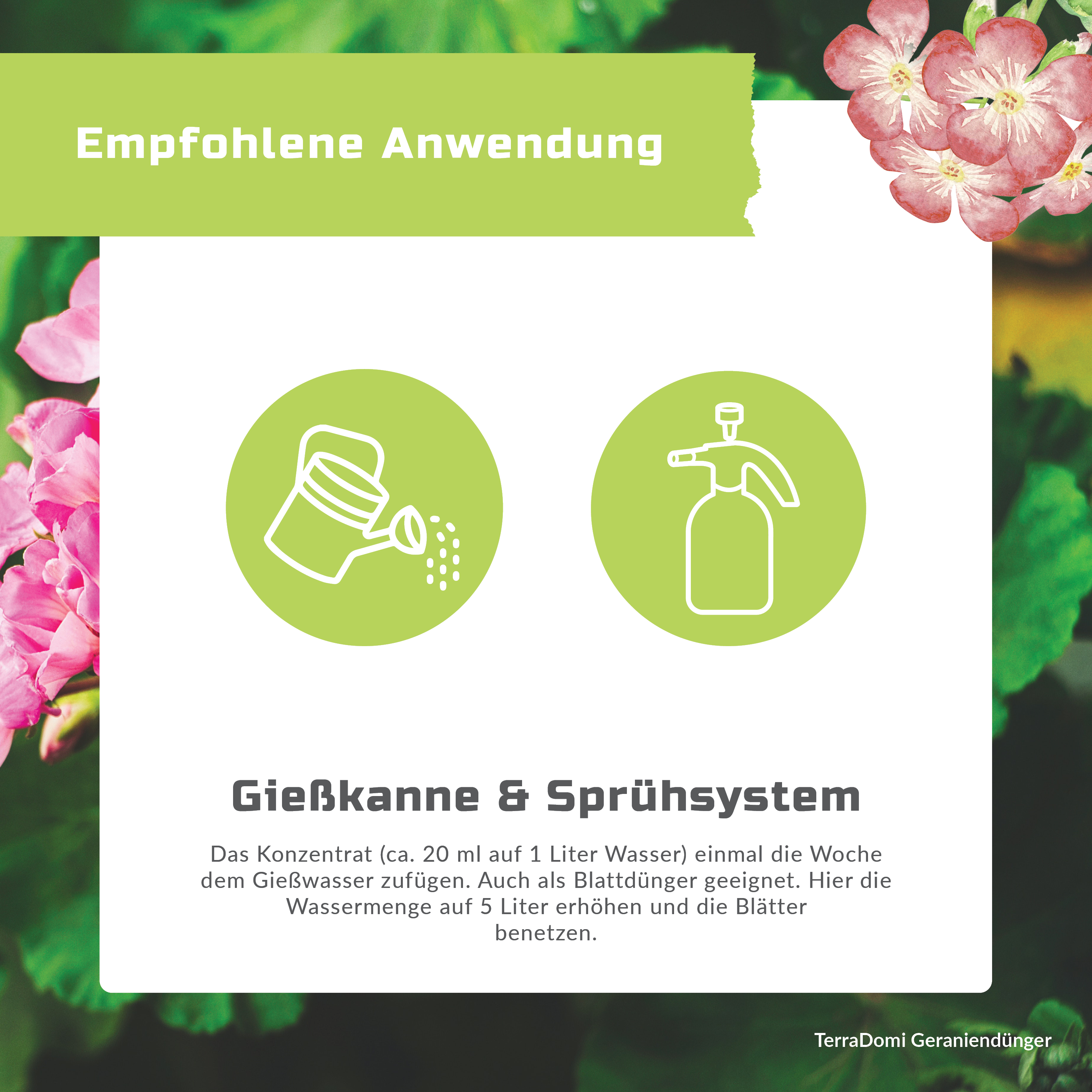 TerraDomi Geraniendünger 1 Liter Flüssigdünger Konzentrat