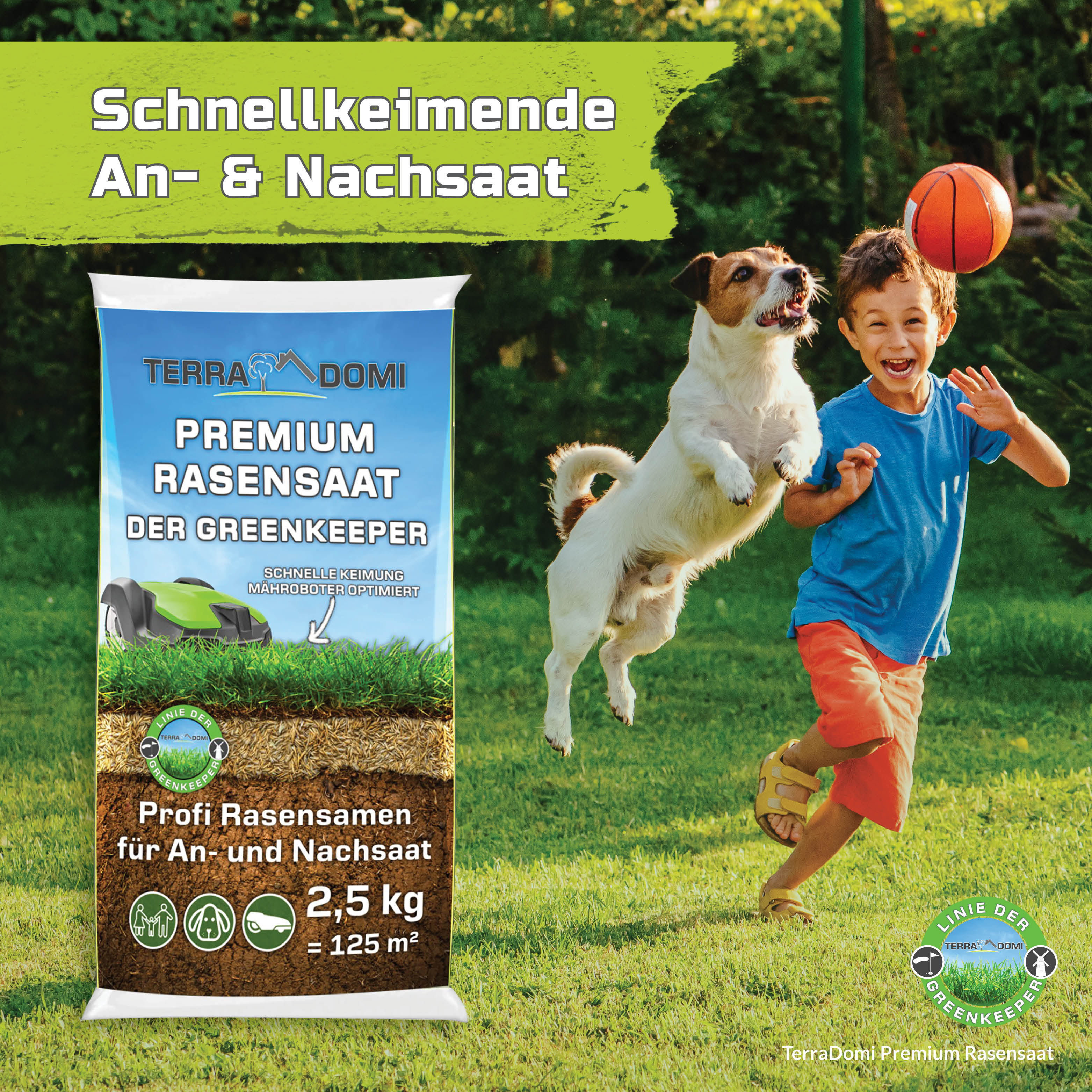 Premium Rasensamen für An- & Nachsaat I strapazierfähige und robuste Rasensaat der Greenkeeper