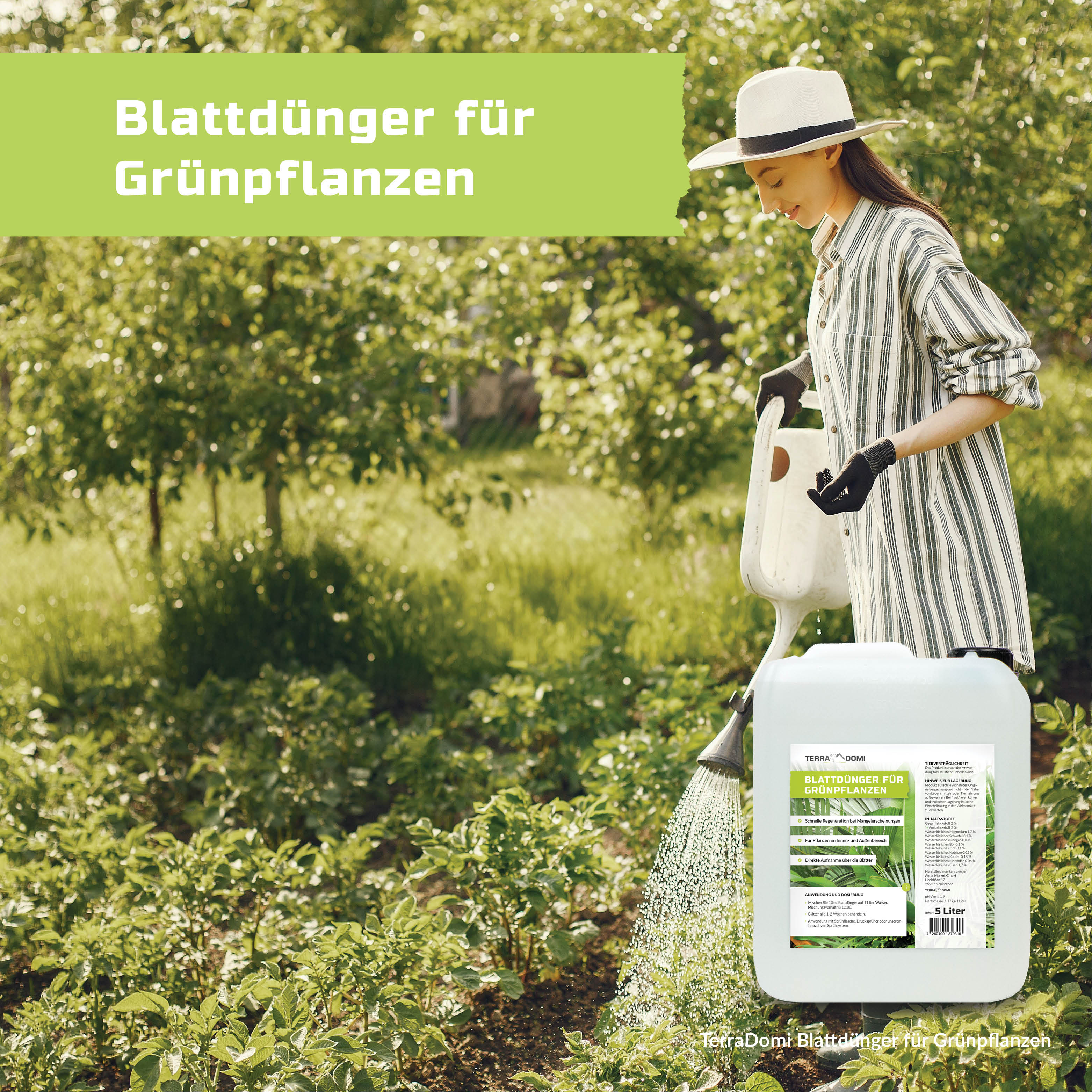 TerraDomi Blattdünger für Grünpflanzen | Für Palmen, Kakteen und andere Pflanzen