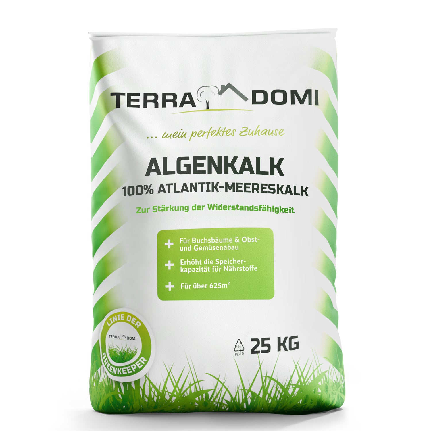 25-kg-Sack TerraDomi Algenkalk aus 100 % Atlantik-Meereskalk, stärkt die Widerstandsfähigkeit, für Buchsbäume sowie Obst- und Gemüseanbau, erhöht die Nährstoffspeicherkapazität, ausreichend für 625 m².