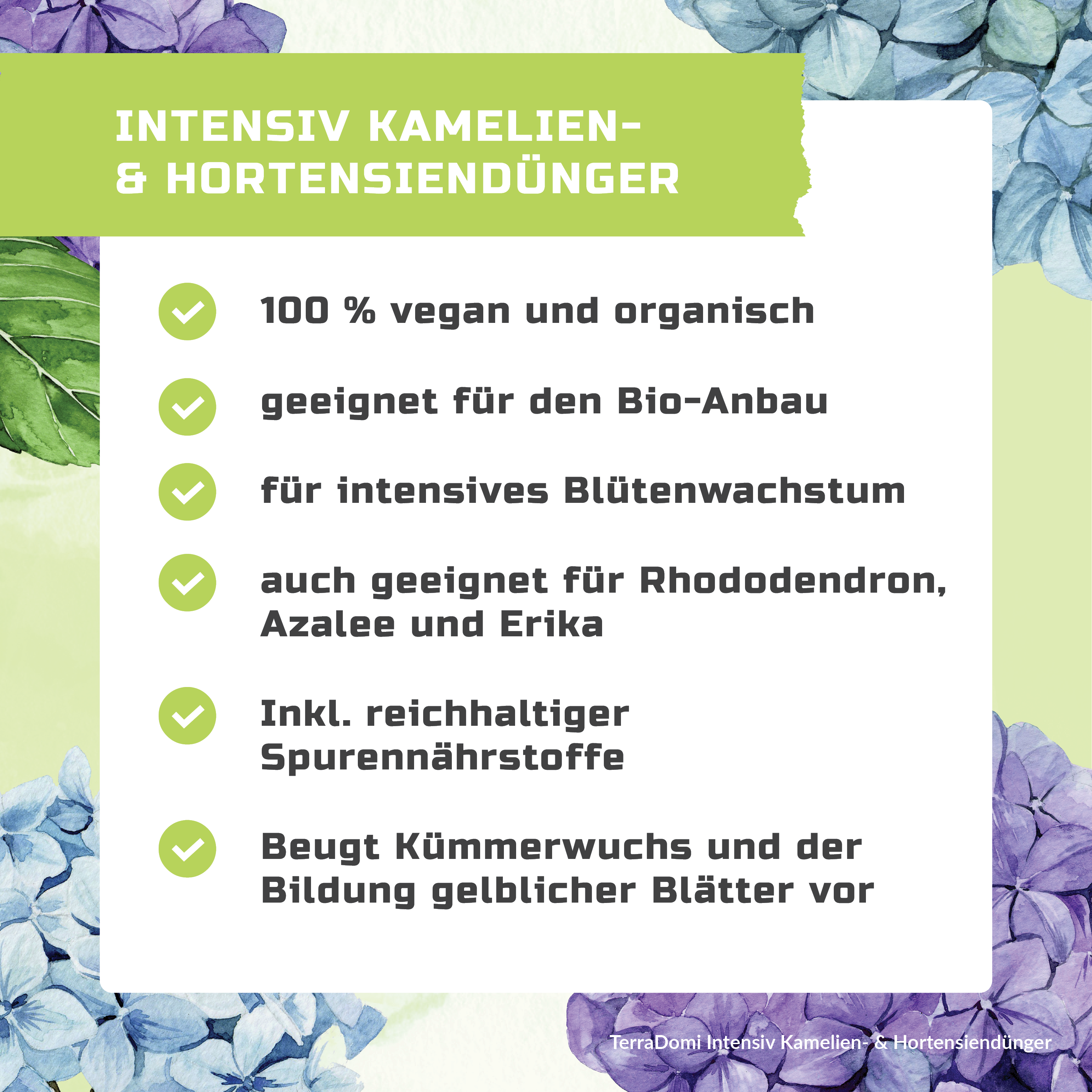 TerraDomi Kamelien- und Hortensiendünger 1 Liter Flüssigdünger Konzentrat