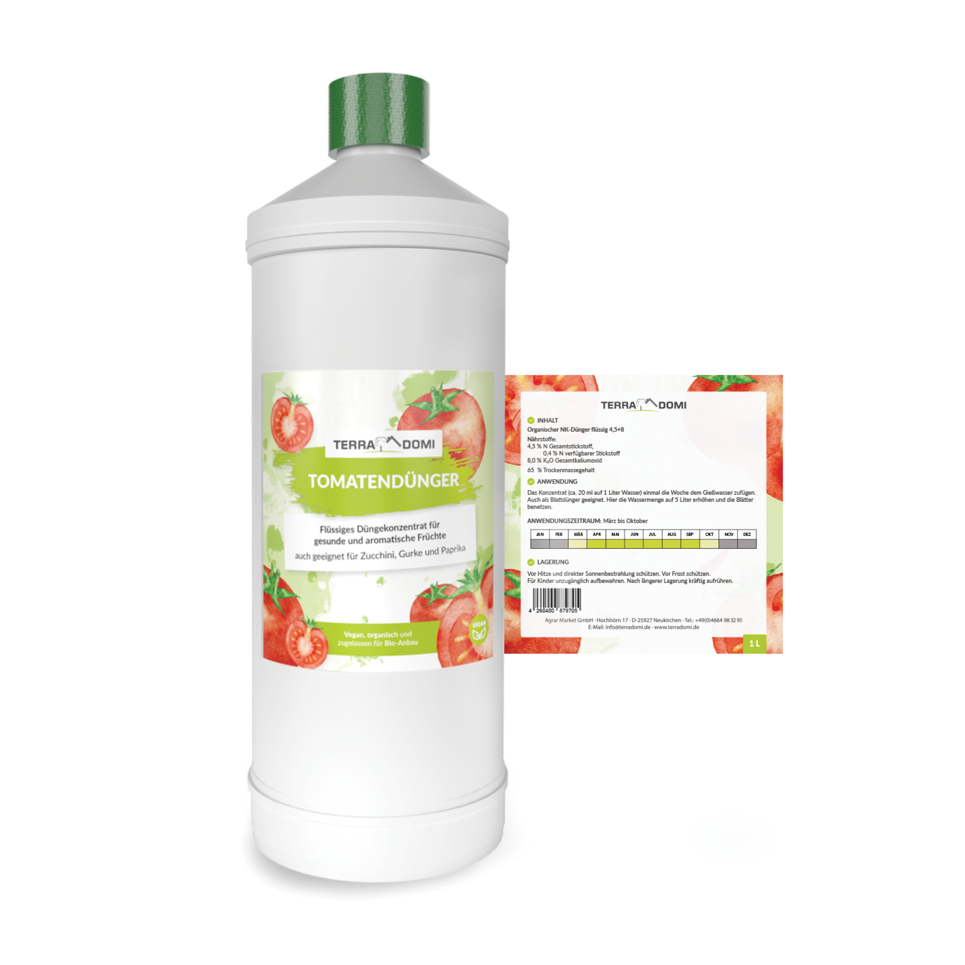 TerraDomi Tomatendünger 1 Liter Flüssigdünger Konzentrat