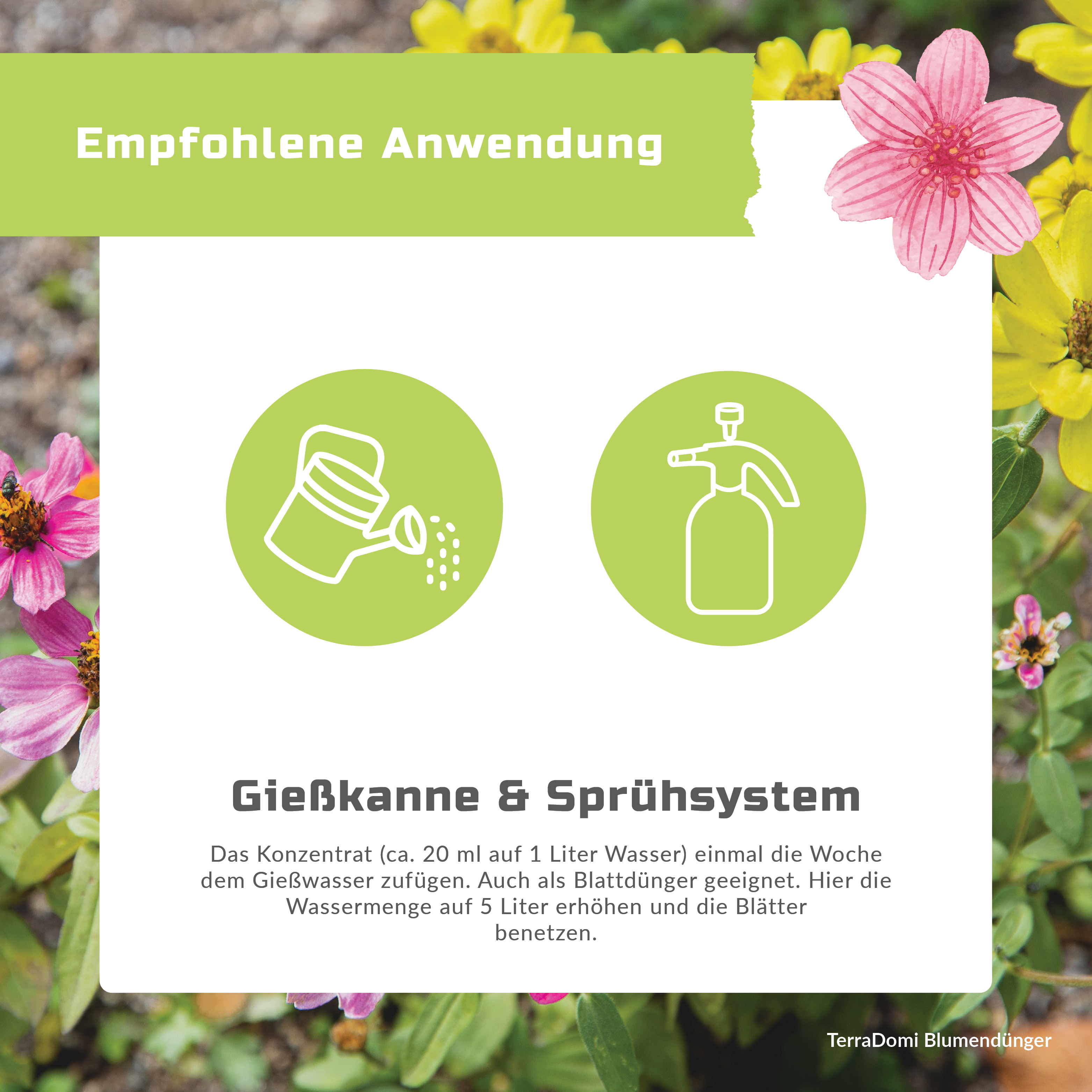 TerraDomi Blumendünger 1 Liter Flüssigdünger Konzentrat