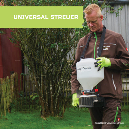 TerraDomi Universal Streuer | Streugerät für Dünger, Saatgut & Streusalz | 9L Behälter