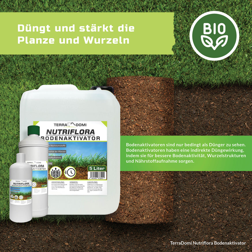 Nutriflora Bodenaktivator, Flüssigdünger für 20% mehr Wachstum und Ertrag