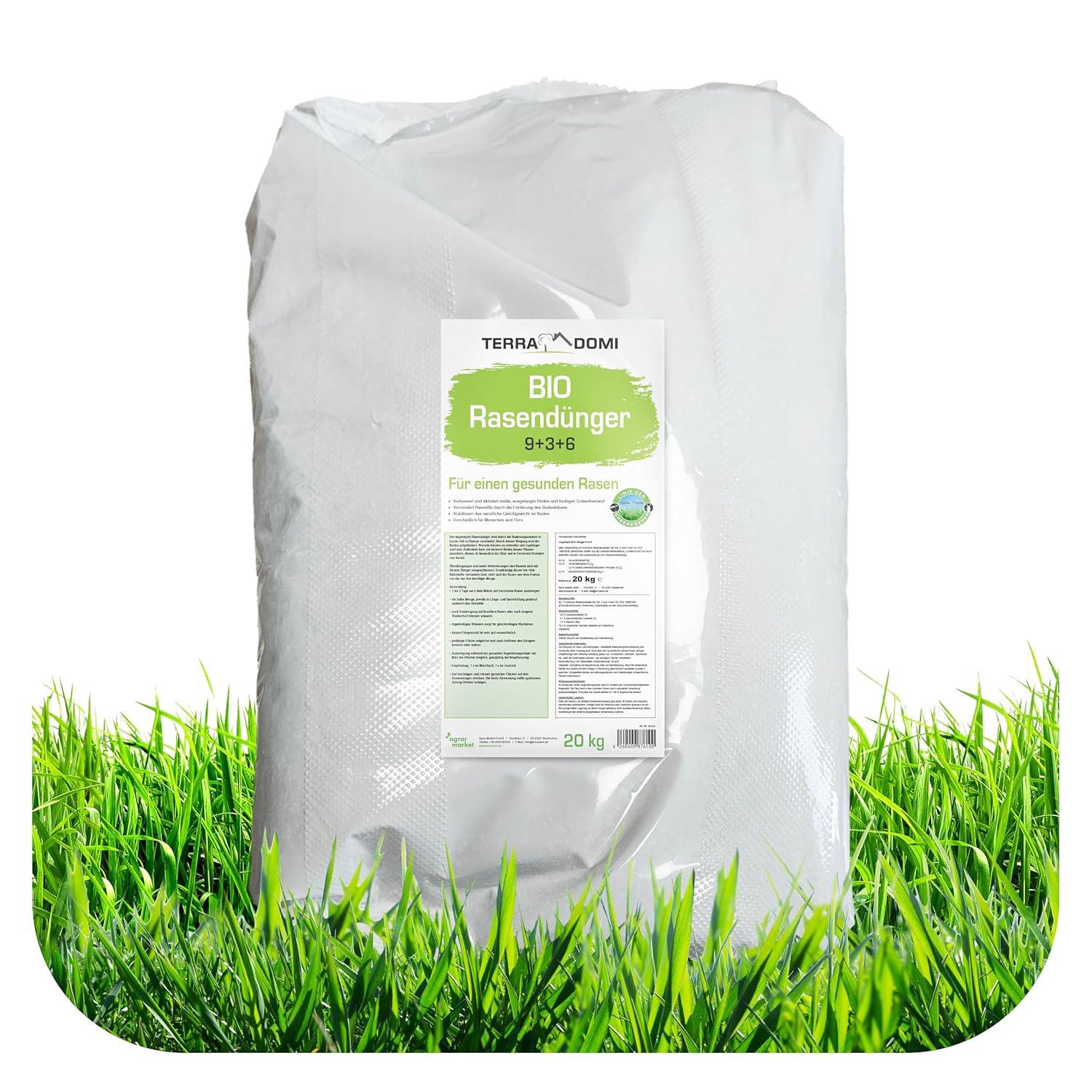 TerraDomi Bio Rasendünger Frühjahr & Sommer 20kg