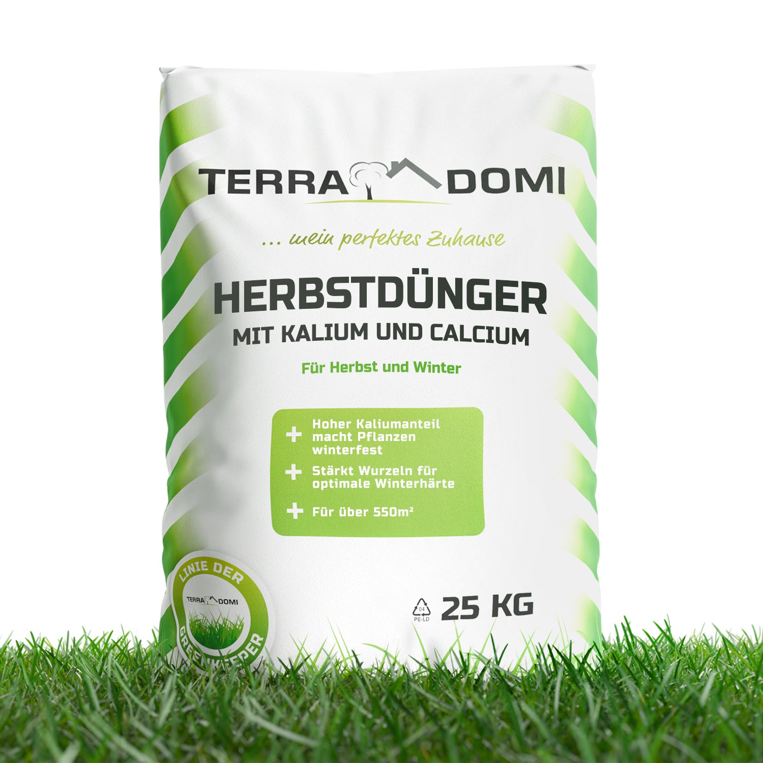25-kg-Sack TerraDomi Herbstdünger mit Kalium und Calcium für Herbst und Winter, stärkt Wurzeln, macht Pflanzen winterfest, ausreichend für über 550 m².