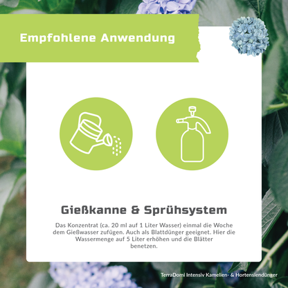 TerraDomi Kamelien- und Hortensiendünger 1 Liter Flüssigdünger Konzentrat