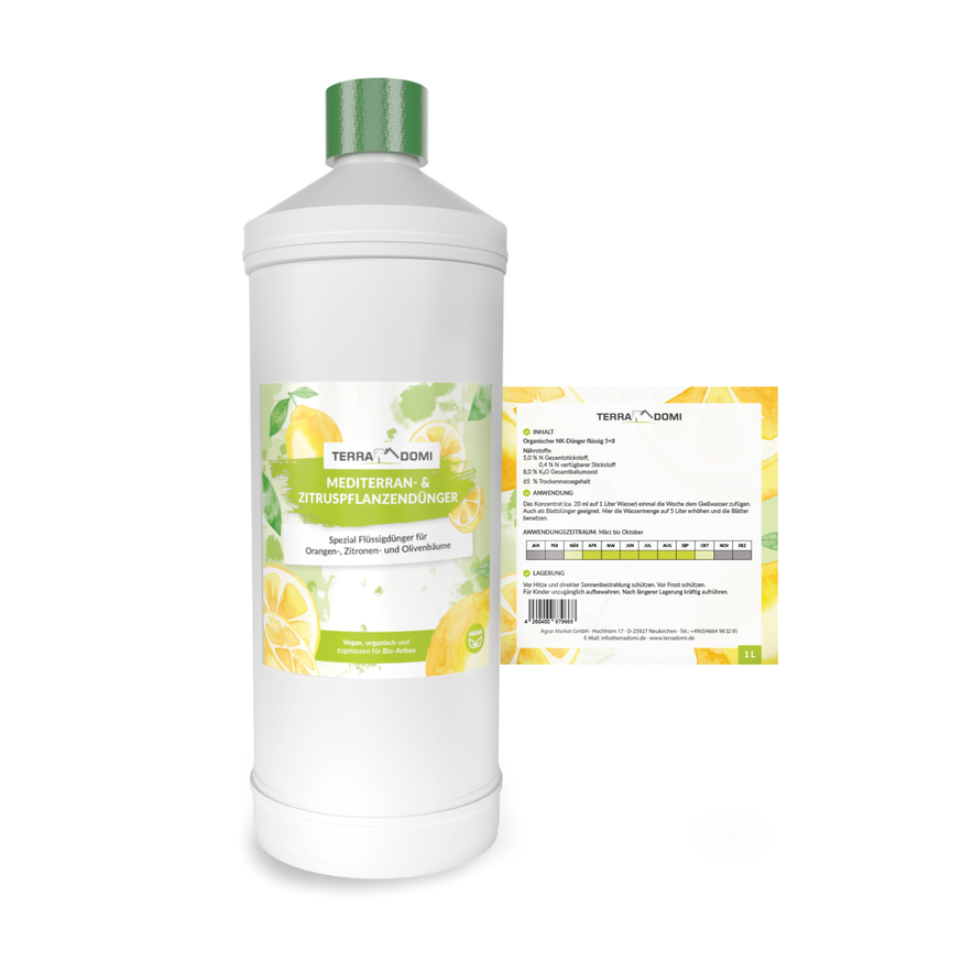 TerraDomi Mediterran- & Zitruspflanzendünger 1 Liter Flüssigdünger Konzentrat
