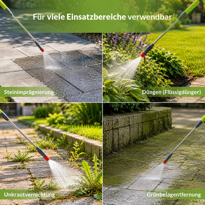 Drucksprüher für Steinimprägnierung, Flüssigdünger, Unkrautbekämpfung und Grünbelagentfernung im Außenbereich.